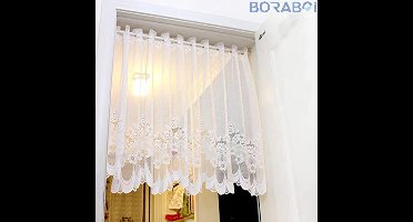 Boraboi® Vitrage Gordijn - Transparant - Korte Gordijnen - Wit - 100x90 cm