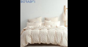 Dekbedovertrekset - Dubbel Mousseline - 220x240 cm - Roze/Wit - Hartjespatroon