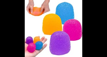 4-delige Sensory Gumdrop Squishy Set - Super Solide Stressballen - Hoge Dichtheid Gel Vulling - Anti-Stress & Kalmerend - Textuur voor Voelbare Stimulatie - Cadeau voor Kinderen & Volwassenen - Blauw, Oranje, Roze & Paars