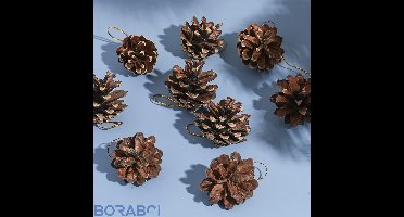 Kerstversiering - Dennenappelhanger - 36 stuks - Houtkleur - Natuurlijke decoratie