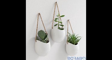 Plantenpotjes voor aan de muur - Set van 3 - Wit - Keramiek