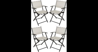 Redcliffs Klapstoel - 4x - beige - opklapbaar - 46 x 52 x 85 cm - staal/polyester - campingstoel/tuinstoel