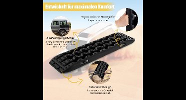 COSTWAY Starthulp, zandplaten, offroad, bandenladder voor zand/modder/sneeuw, 10T, recovery board, tractiemat voor terreinwagens, campers, personenauto's, vrachtwagens, zwart, 107 x 31 x 7 cm, 2 stuks