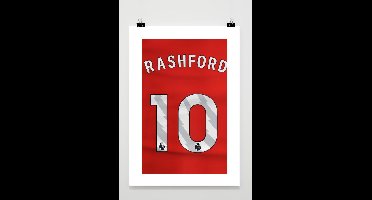 Marcus Rashford Rugnummer Poster - Marcus Rashford Rugnummer - Voetbal - posters - formaat 30x40cm - BXS709 - Met kader - passe-partouts stijl
