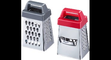 Westmark 2 mini vierkante raspen, met vier raspvlakken, roestvrij staal/kunststof, zilver/kleurige handgreep, 116922E3