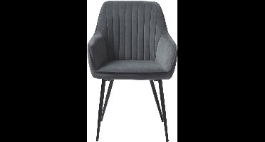 Giga Meubel Eetkamerstoel Nolan Stripe - Donkergrijs Velvet - Set van 2