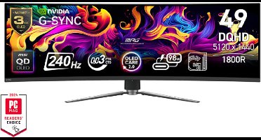 MSI MPG 491CQPX QD-OLED - QD-OLED Curved Ultrawide Gaming Monitor - 240 Hz - 0.03 ms - USB-C PD 98W