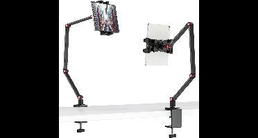 Ibenzoa® Verstelbare en Draaibare Tablethouder voor Tafel, Bed en Bureau met Lange Arm voor Tablets