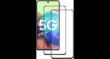 Screenprotector Geschikt voor Samsung Galaxy A72 5G screenprotector Full Cover 2 Pack tempered glazen Zwart
