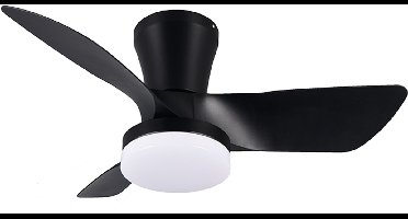 Randers Plafondventilator 3 bladen zwart d:76cm + CCT LED - Modern - Reality Leuchten