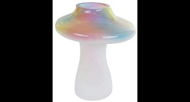 Beeld/Vaas Paddenstoel Rainbow glas H12cm