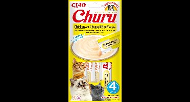 INABA Churu kattensnack met kip-, kaas- en rundvleessmaak 4x14g - 1ST