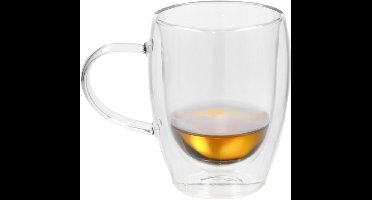 Gerimport Theeglazen Plano - 12x - dubbelwandig - borosilicaatglas - 350 ml - H11,5 cm - koffieglas