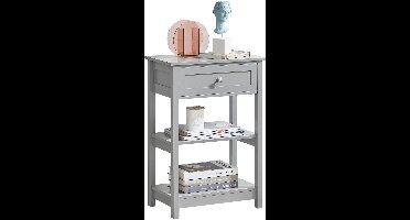 SoBuy FBT46-HG Nachtkastje - Grijs Houtcomposiet met Lade & Planken