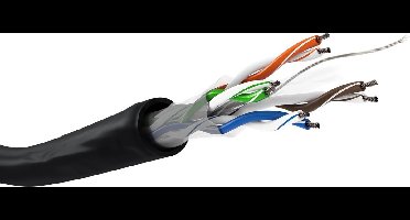 CAT6 U/UTP 100 meter buitenkabel op rol stug zwart CCA - netwerkkabel