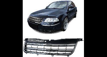 Grill Sport Dubbel Geribbeld Zwart/Chroom Geschikt Voor Volkswagen Passat 3BG (2000–2005)
