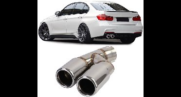 Dubbele Chrome Uitlaatpijp Uitlaat Sierstuk Geschikt voor BMW 3 Serie F30/F31 (316i, 318i/d, 320i/d)