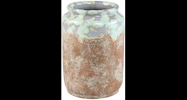 PTMD Bloempot Breffni - 21x21x29 cm - Terracotta - Blauw