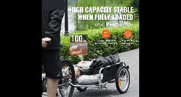 Fietsbagagekar – Fietsaanhanger – Bagagewagen – Fietskar – Aluminium Frame – 45 Kg Draagvermogen – 16-Inch Banden