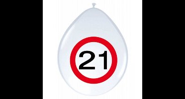 24x stuks Ballonnen 21 jaar verkeersbord versiering