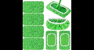 Zeynomax - Set van 8 Groene Dweildoeken voor Vloeren - Herbruikbare Schoonmaakdoeken - Zacht en Wasbaar - Geschikt voor Harde en Houten Vloeren