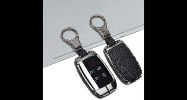 Lederen Sleutelhanger Case - Sleutelcover - Zwart - Geschikt voor 5 knoppen