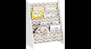 SoBuy KMB50-HG Kinderboekenkast - Grijze Houtcomposiet met 7 Vakken