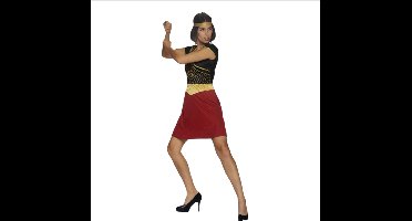 Roman Knight Verkleedjurk Dames – Goud/Zwart/Rood – Inclusief Gouden Hoofdband – Maat M