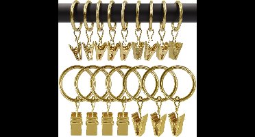 100 stuks metalen gordijnringen met clips, gordijnclips met ringen, gordijnringen met een binnendiameter van 1 inch, geschikt voor een gordijnroede met een diameter van 6/8 inch, goudkleurig