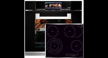 Inbouwoven - Kaiser - EH 6344 - Inbouwoven 60 cm - Zwart glas- 79 l - Air fryer- TFT - automatische braadfunctie + Inbouwkookplaat - KCT 6715 F