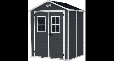 Keter Manor 65 Tuinhuis - 185x152x226cm - dubbele deuren + ramen - Antraciet