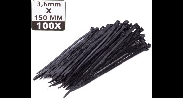 hofftech. tie ribs.Kabelbinders 3,6 X 150 mm.zwart. 100 stuks tie wraps.