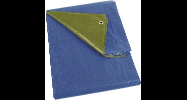 Perel Dekzeil, sterk, 20 ringen, versterkte hoeken, rechthoekig, blauw/groen, 110 g/m², 4 x 6 m