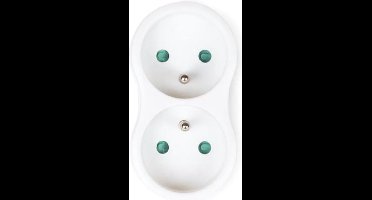 Perel Verdeelstekker, 2 stopcontacten met penaarde (type E), polypropyleen, gebruik binnenshuis, wit