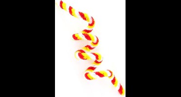 Chenille draadjes per 50 dia 0,8cm, 3 tone rood/wit/geel