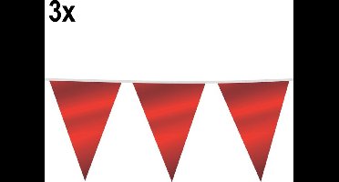 3x Giga Vlaggenlijn Robijn Rood 30x45cm 10m - Vlaggen XL Groot thema feest festival