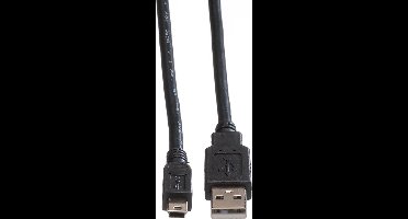 ROLINE USB 2.0 Kabel, type A - 5-Pin Mini, zwart, zwart, 0,8 m