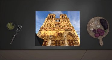 Inductieplaat Beschermer - Vooraanzicht van de Notre Dame in Parijs - 60x52 cm - 2 mm Dik - Inductie Beschermer met zwarte kern