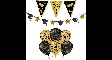 Paperdreams Geslaagd thema party versiering set You did it - Vlaggenlijn/slinger/12x ballonnen