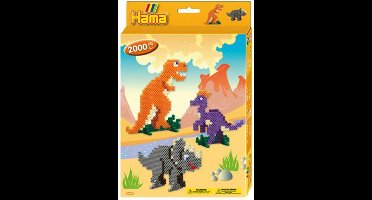 Hama Strijkkralen Dino World - Dinosaurus set met 2000 kralen en voorbeelden