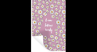 Muurstickers - Sticker Folie - Roze - Bloemen - I am bikini ready - 20x30 cm - Plakfolie - Muurstickers Kinderkamer - Zelfklevend Behang - Zelfklevend behangpapier - Stickerfolie