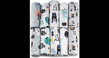 Hydrofiele Doeken - Hydrofiele Luiers - 70 x 80 cm - 10 pack - Grijs - Unisex- Dieren - Standard 100 by Oeko-tex®