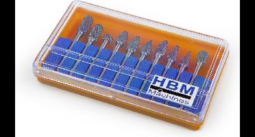HBM 10-delige HM Frezenset Model 2, 3 mm Opname, Eindmolen voor Aluminium, Metaal en Staal
