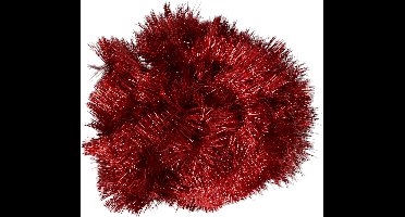 Decoris kerstslinger - rood - 270 x 7 cm - tinsel/folie slinger - lametta - kerstslinger