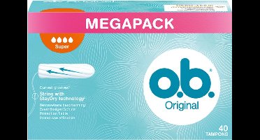 O.B. Tampons - Megapack Super Plus - Gebogen Groeven - 40 stuks - Voordeelverpakking 12 stuks