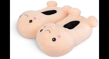 Penisvormige Slippers met Smiley Face - Beige