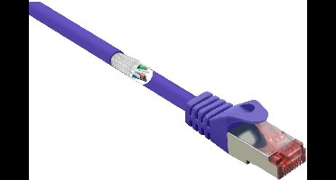Renkforce RF-4724922 RJ45 Netwerkkabel, patchkabel CAT 6 S/FTP 3.00 m Violet Snagless, Vergulde steekcontacten, Vlambes