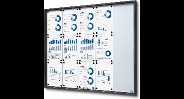 Vergrendelbaar Notitiebord met Schuifdeuren Slim 15 X A4 Antraciet - Syna SCSLG15XA4C7016JS - Horeca & Professioneel