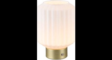 REALITY LORD - Tafellamp - Messing mat - incl. 1x SMD 2W - Touch functie - Oplaadbaar - Witte glas