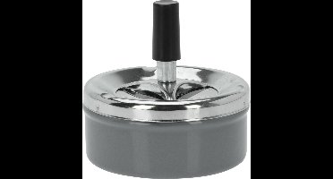 Excellent Houseware Druk en draai tafel asbak - antraciet - 9 x 5 cm - roterende druksluiting - binnen en buiten